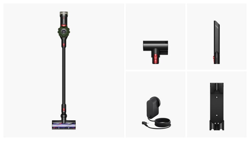 Componenti e accessori inclusi nella scatola del Dyson V8 a confronto con le alternative economiche.