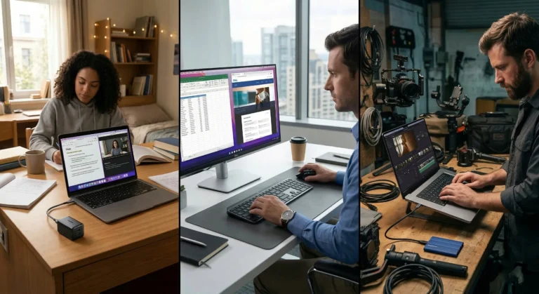 Setup completo con i migliori accessori MacBook 2026: hub Anker, monitor Dell e SSD Samsung T7 Shield