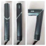 Il corpo motore dello Shark FlexStyle mostrato in tre posizioni, inclusa la configurazione piegata a 90 gradi per uso asciugacapelli.