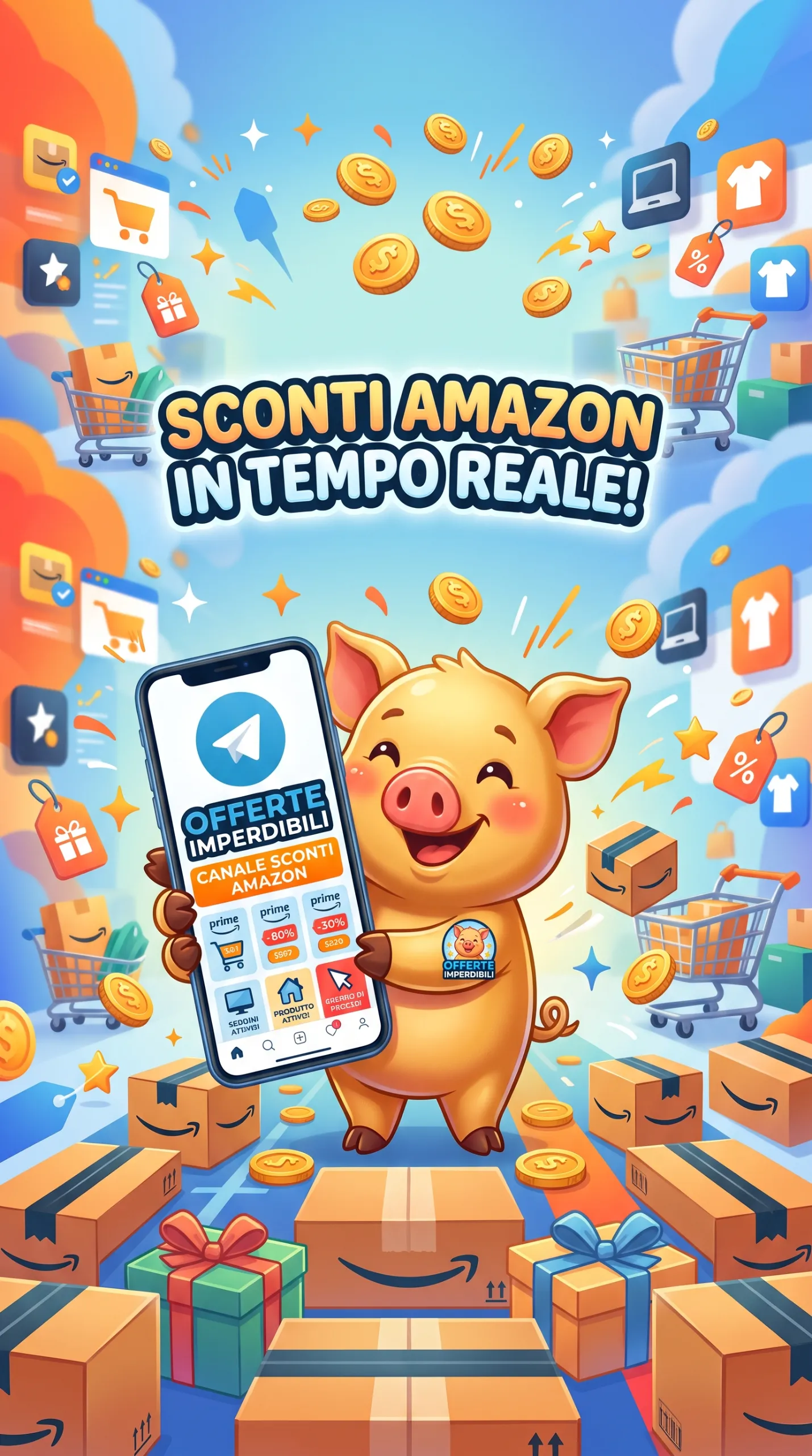 Mascotte porcellino salvadanaio del canale sconti amazon telegram