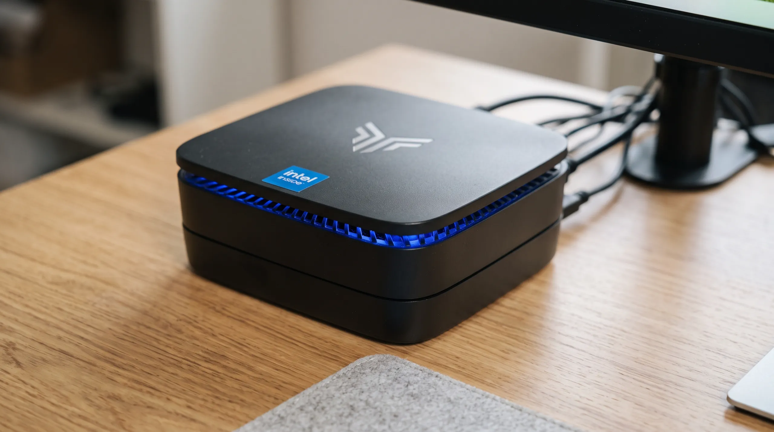 Mini PC economici 2026: quale scegliere in base all'uso 22 NiPoGi AK1 Plus, mini PC economico con processore Intel N97, sulla scrivania di un ufficio collegato a un monitor.
